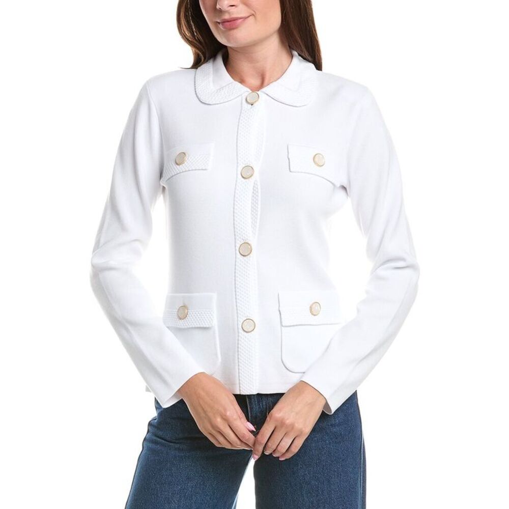 St. John Womens  Four Pocket Collared Jacket, White